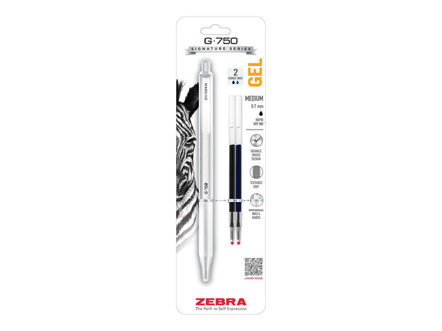 G-750 Pearl White Retractable Gel Pen, Black Ink, 0.7mm, 1-Pack Japanese Craft Detail, Rapid-Dry Ink, Comfort Knurled Grip, Refillable, Medium...