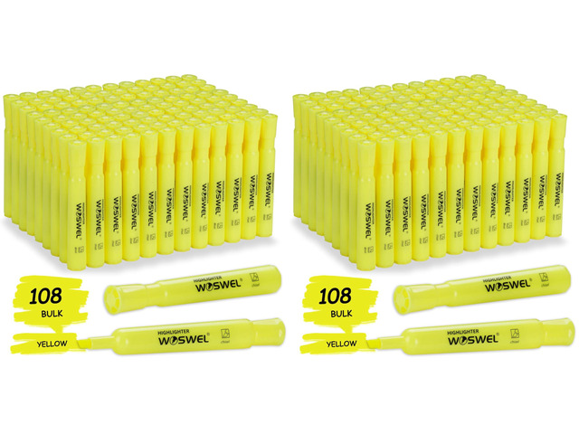 Highlighters Bulk, 216 Pack Tank Style Highlighters Set, Fluorescent Yellow, Chisel Tip Highlighter Markers Bulk for Coloring, Highlighting as...