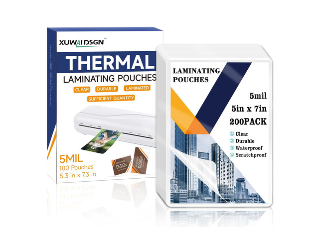 200 Pack 5mil 5x7' Thermal Laminating Pouches Badge Laminate Pouches Clear Laminated Luggage Tags Printable Laminator Pouches for Business Permits...