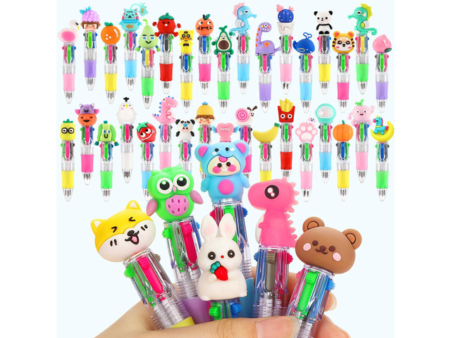 40Pcs Multicolor Pens Bulk, Classroom Prizes, School Supplies & Party Gifts 0.5mm Cute Kawaii Ballpoint Pens, Bulk Gifts for Back to School,...