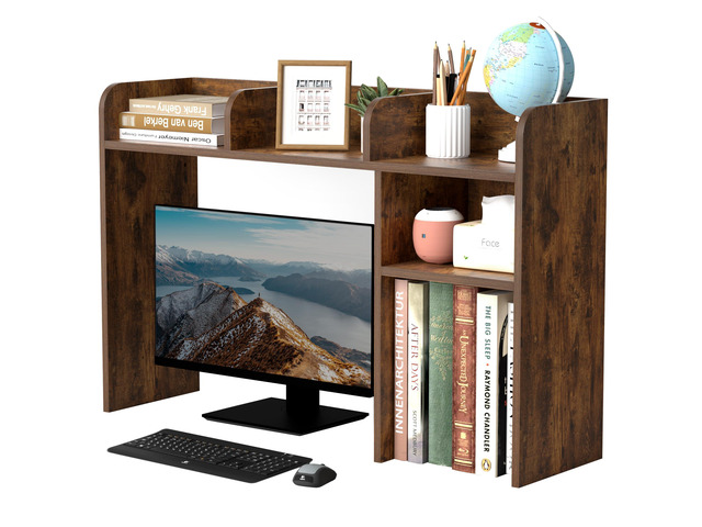 Desktop Bookshelf, Countertop Storage Hutch with 5 Shelves for Computer Desk, Desk Organizer for Home Office Dorm, Dressing Tabletop, Bar...
