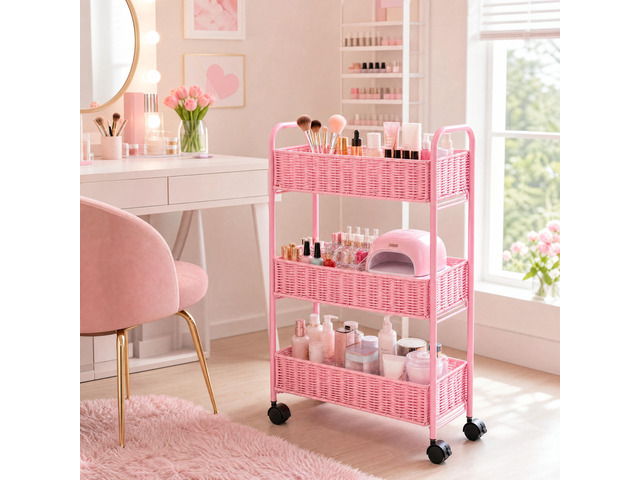 Utility Slim Storage Cart,3-Tier Rolling Kitchen Office Laundry Room Cart with Wheels,Mobile Shelving Unit Organizer for Living Room,Bathroom, Baby...