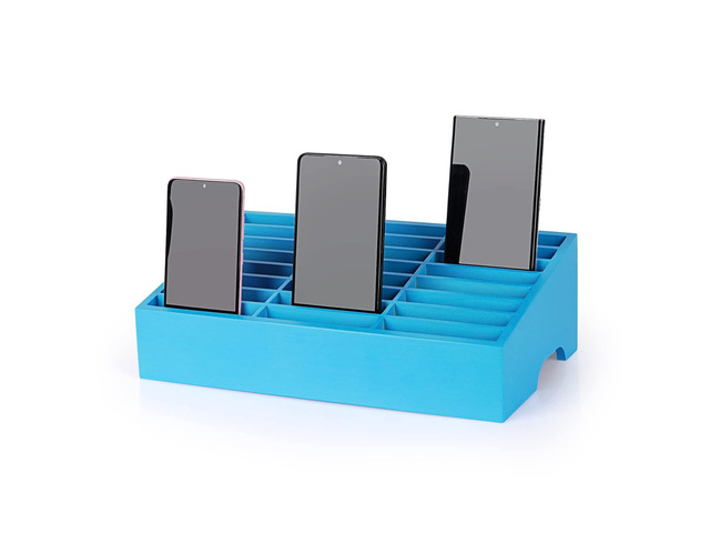 24-Grid Wooden Cell Phone Holder Desktop Organizer Storage Box, Cell Phone Rack Display, Phone Caddy Storage for Classroom Office Meeting Room