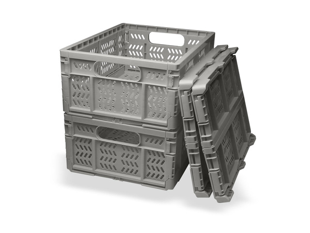 20L Folding Crate, 4Pack Plastic Storage Baskets Organizer for Home and Office,Collapsible Storage Crates for Home Office and Outdoor Organizer.(Grey)
