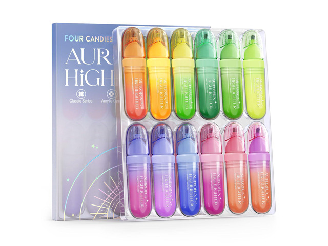 12 Pcs Pastel Highlighters, Highlighters Assorted Colors Set Quick Dry No Bleed Ink, Soft Chisel Tip, School Supplies for Girls, Back to School...