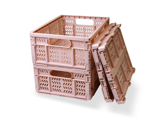 20L Foldable Crates, 4Pcs Plastic Crates Baskets for Home Office Storage. Plastic Folding and Collapsible Crates for Chrismas Gifts, Toys Storage....