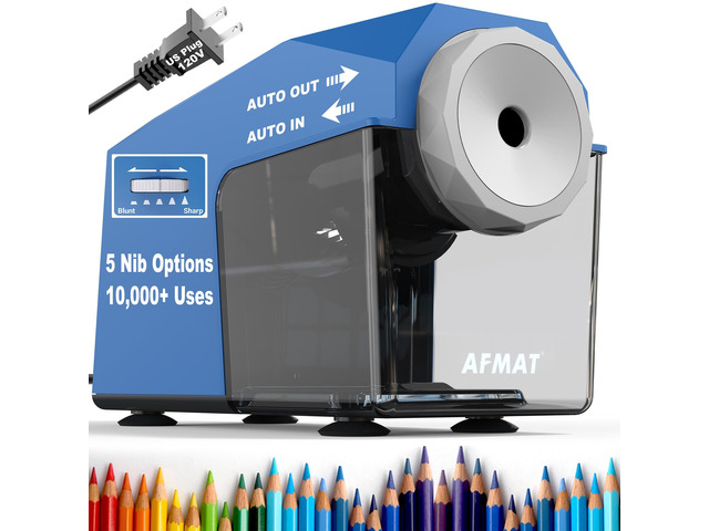 Electric Pencil Sharpener, Fast & Hands-Free, 10K+ Uses, 5 Nibs, Fully Automatic Pencil Sharpener for Classroom, Heavy Duty Sharpeners for...