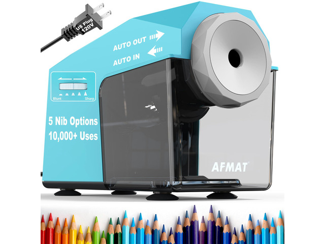 Electric Pencil Sharpener, Fast & Hands-Free, 10K+ Uses, 5 Nibs, Fully Automatic Pencil Sharpener for Classroom, Heavy Duty Sharpeners for...