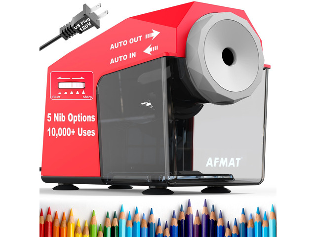 Electric Pencil Sharpener, Fast & Hands-Free, 10K+ Uses, 5 Nibs, Fully Automatic Pencil Sharpener for Classroom, Heavy Duty Sharpeners for...