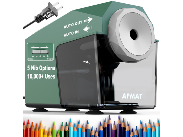 Electric Pencil Sharpener, Fast & Hands-Free, 10K+ Uses, 5 Nibs, Fully Automatic Pencil Sharpener for Classroom, Heavy Duty Sharpeners for...