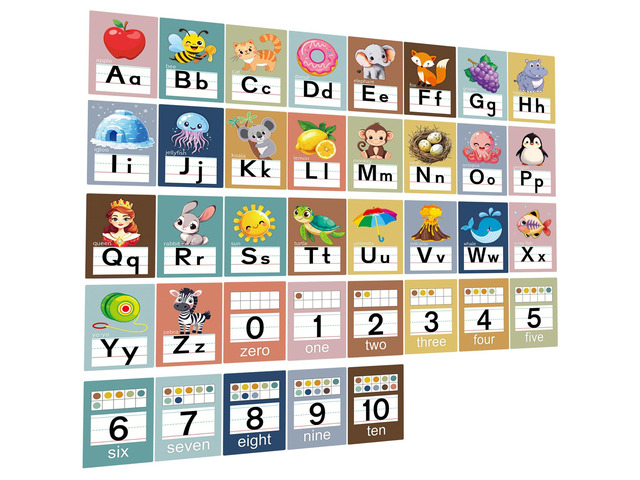 Alphabet Letters for Wall - ABC Alphabet Poster Classroom Wall Alphabet 37pcs Alphabet Wall Chart Kindergarten Elementary Classroom Wall Decor...