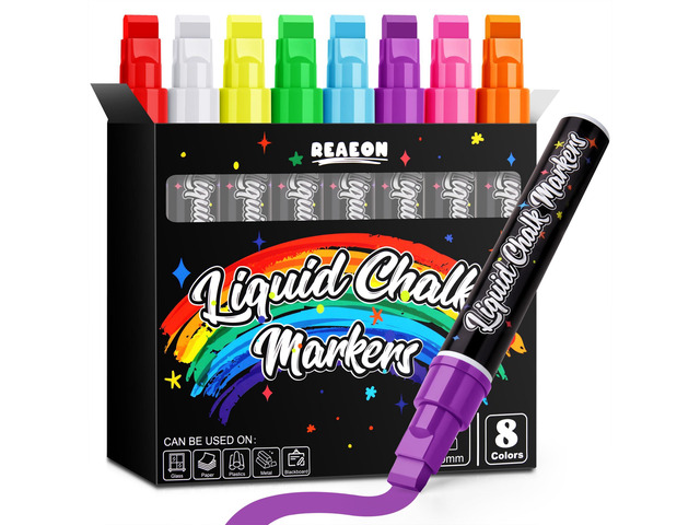 Jumbo Liquid Chalk Markers for Blackboards, Bold Color Erasable Chalk Pens with 10mm 3 in 1 Nib, Washable Dust-Free Pens for Glass, Signs, Windows,...