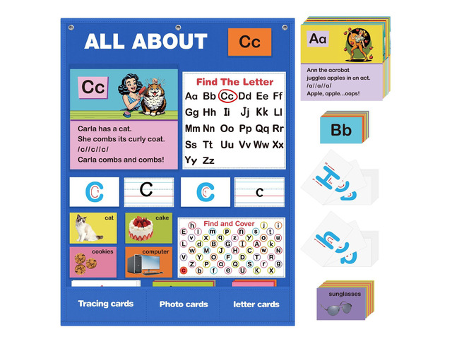 Alphabet Learning Pocket Chart, Alphabet Wall Chart for Toddlers 1-3, Handwriting Practice Letter Tracing Circle Time Learning Center for...