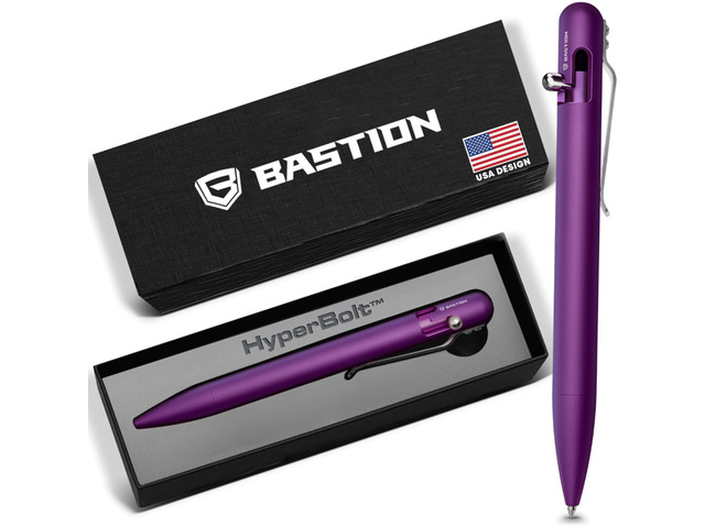 Bolt Action Pen, Aluminum Purple, HyperBolt EDC Pen, Refillable Metal Writing Pen, Premium Graduation Gift, Executive Pocket Pen