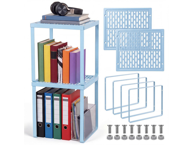 2 Pcs Locker Organizer Shelf Stackable 2-Tier Shelves Fits Standard Size School Lockers Heavy Duty Metal Locker Shelf for School Office Gym Lockers...