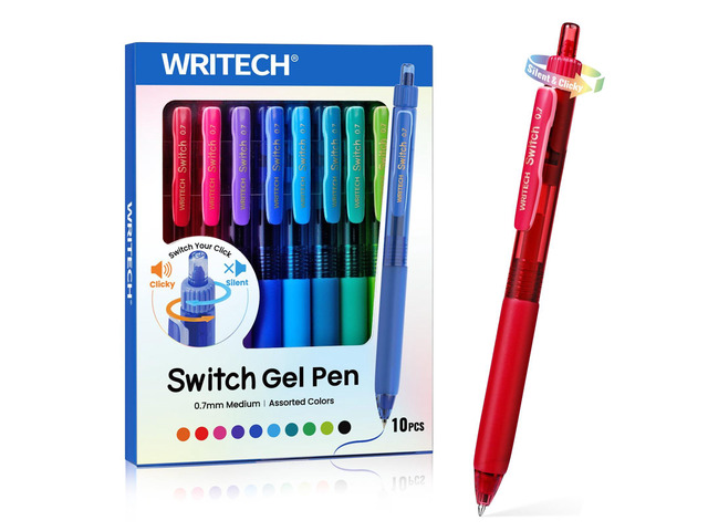 Colored Gel Pens 0.7mm: Switch Silent Click Mode for Quiet or Click Feedback Smooth Writing Quick Dry Ink Medium Point for Note Taking Color Coding...