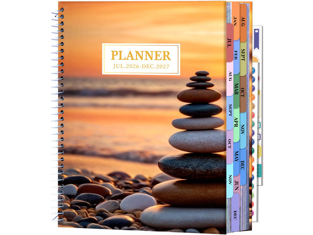 Planner 2026-2027 Daily Calendar Weekly Monthly Hourly Planners 18 Month July 2026-Dec 2027, 26-27 Hardcover Large Yearly Agenda with Stickers Tabs...