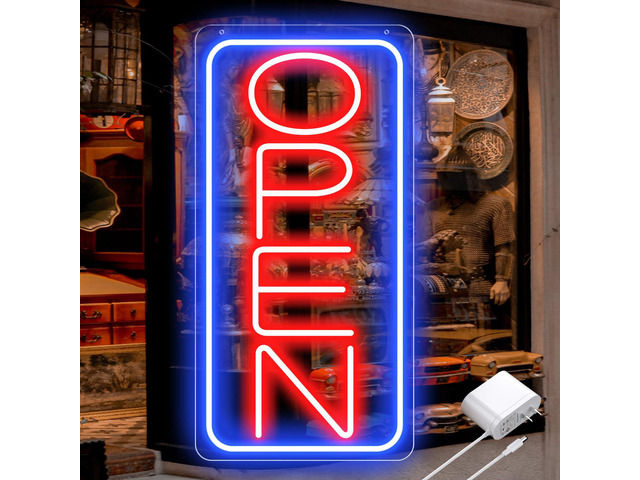 22' X 11' Led Neon Open Signs for Business Ultra Bright Plug In Electric Light Up Large Open Signs with ON/OFF Switch and 12V/2A AC Adapter for...