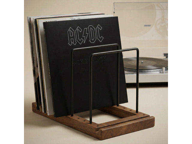 Decorative Vinyl Record Storage For Up to 75 Single Records - LP Holder Neatly Holds Up to 75 Records - Sleek Decorative Vinyl Storage Rack for...