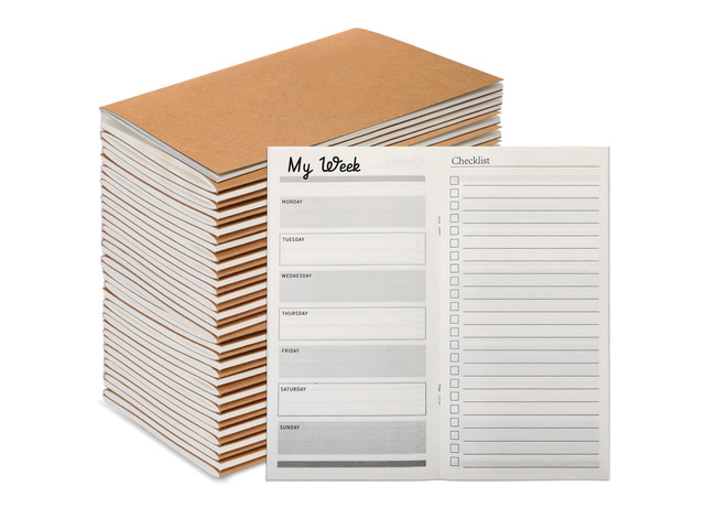 50 Pcs Pocket Calendar 2026-2027 Planner Bulk,Kraft Paper Color Daily Weekly Planner, Back to School Gifts for Teacher, Small Pocket Journal, to Do...
