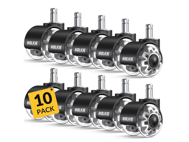 Office Chair Wheels Set of 10 Replacement 2 Inch Dual Casters - Universal Fit 11mm Rubber Smooth Quiet Rolling Casters - for Hardwood Floors Carpet...