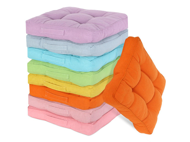 8 Pcs Floor Cushions for Classroom, Bright Color, Square 15x15x2.4 Inch, Cotton Linen, Flexible Seating Pillows Bulk, Multiple Colors, for Kids...