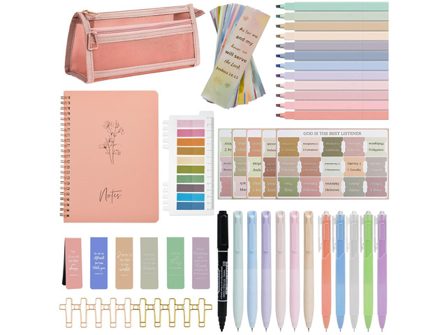 78-Piece Bible Study Supplies, Bible Journaling Kit for Women Bible journaling supplies with no-bleed highlighters, gel pens, tabs, bookmarks,...