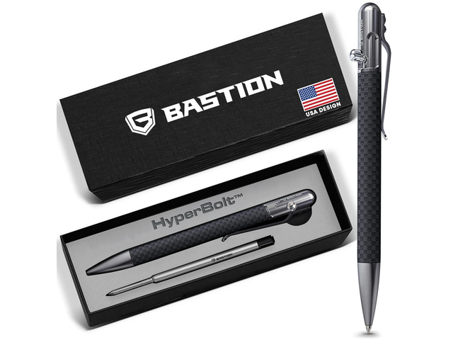 Slim Bolt Action Pen, Carbon Fiber & Steel, Durable Pocket Pen Executive Gift for Professionals, Premium Metal Writing Pen, 17% slimmer, carbon...