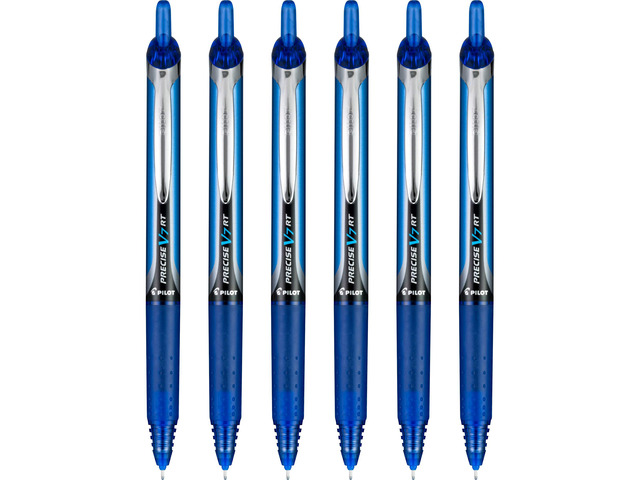 Precise V7 RT Refillable & Retractable Liquid Ink Rollerball Pens, Blue Ink Pens, Fine Point (0.7 mm), 6-Pack - Ideal for School, Journaling, and...