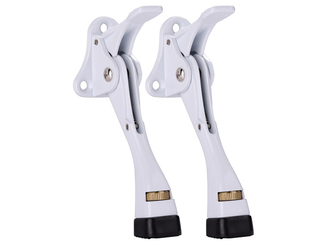 Door Stoppers, 4 Inch Kickdown Door Stop for Bottom of Door, White, 2 Pack Adjustable Height Door Stops with Rubber, Door Holder for Heavy Duty and...