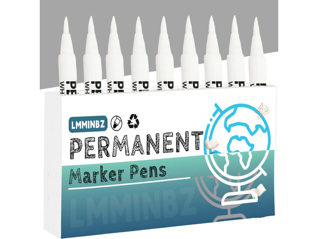 9Pcs White Acrylic Paint Brush Pens Christmas Decorations Permanent Marker Painting Coloring Pens Art Marker for Clothes Tire Wood Rocks Metal...