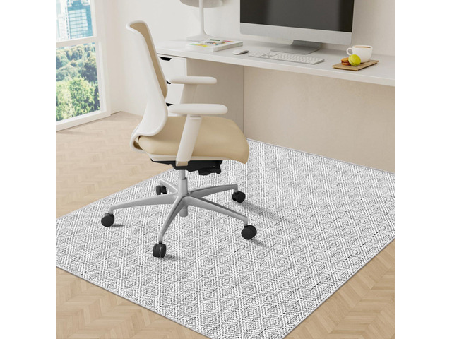 Office Chair Mat, 46x60in Heavy Duty Hardwood/Tile Floor Protector, Computer Desk Mat for Rolling Chairs, Work, Study, Office, White