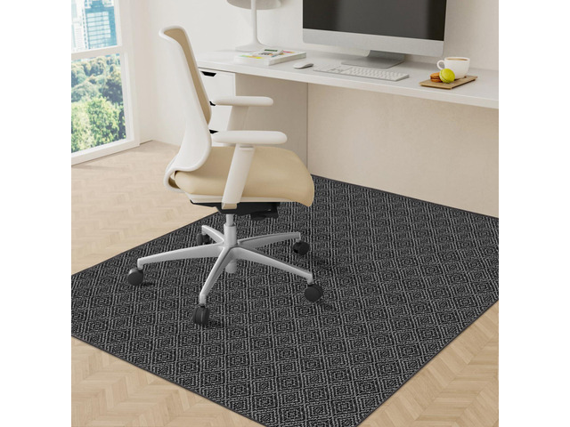Office Chair Mat, 46x60in Heavy Duty Hardwood/Tile Floor Protector, Floor Mat Computer Desk Mat for Rolling Chairs, Work, Study, Office, Black