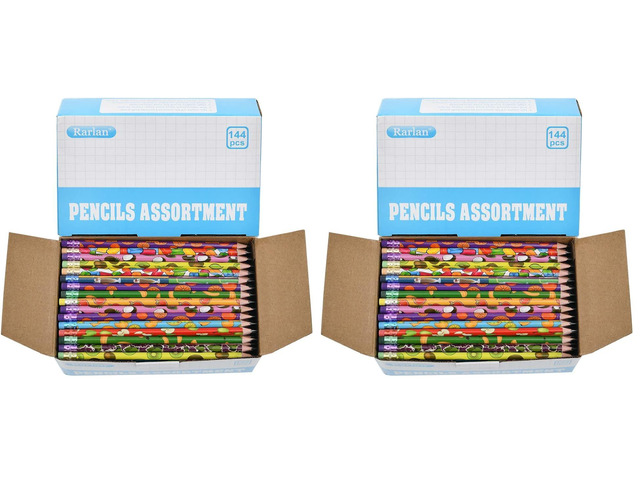Pencil Assortment, #2 HB, Assorted Colorful Pencils for Kids, Pre-Sharpened,Bulk Pack, 144 Count Bulk Pack (Pack of 2)