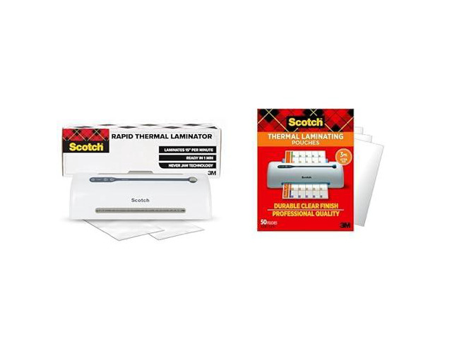 Bundle of Thermal Laminator, Ready in 1 Min, Never Jam Tech, 9 in, Incl 2 Pouches (TL909X-EF) + Thermal Laminating Pouches, 50 Ct, 3 mil., Fits...