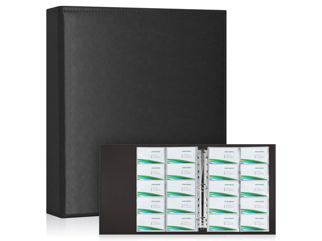 A4 Business Card Binder, PU Leather Organizer with 30 Pack Sleeves (600 Pockets), Business Card Holder Book for Credit Cards, Membership Cards, and...
