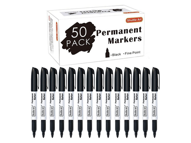 Permanent Markers, 50 Pack Black Permanent Marker set,Fine Point, Works on Plastic,Wood,Stone,Metal and Glass for Doodling, Marking