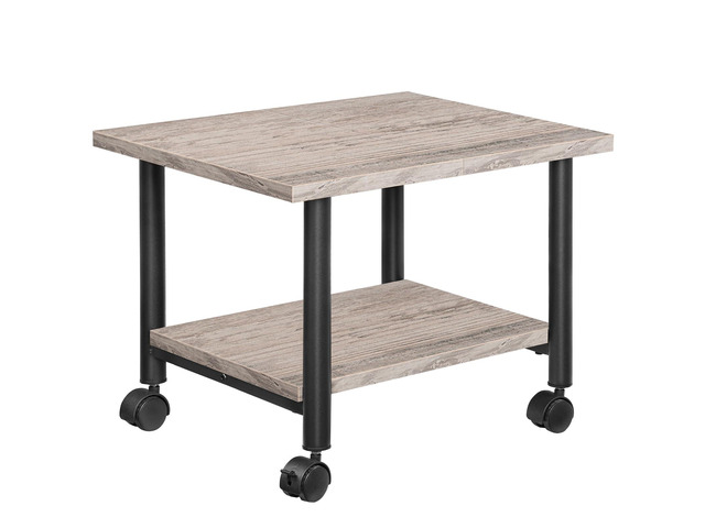 Printer Stand, 2-Tier Industrial Under Desk Printer Cart with Shelf, Mobile Heavy Duty Storage Rack on Wheels for Home, Office, Grey and Black...