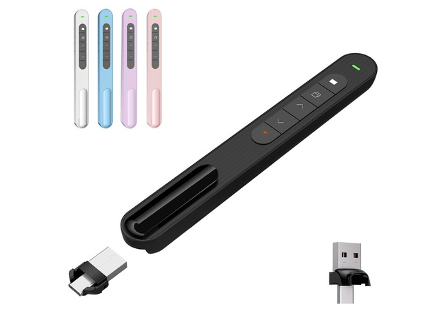 Presentation Clicker for Powerpoint Presentations, Black, A & C Long-Range Wireless Presenter Remote, Magnetic USB Receiver, PowerPoint Clicker...