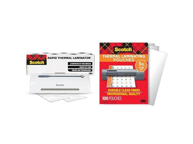 Bundle of Rapid Thermal Laminator, Ready in 1 Minute, Never Jam Technology, 9 inch, 2 Pouches (TL909X-EF), + Thermal Laminating Pouches, 8.9 x 11.4...