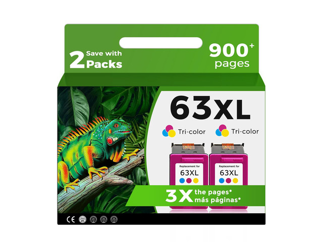 63XL Color Ink Cartridge Compatible for HP Ink 63 XL HP63 HP63XL 4650 3830 High-yield Replacement for 5255 4520 5258 3630 4652 4655 5200 4512 3632...