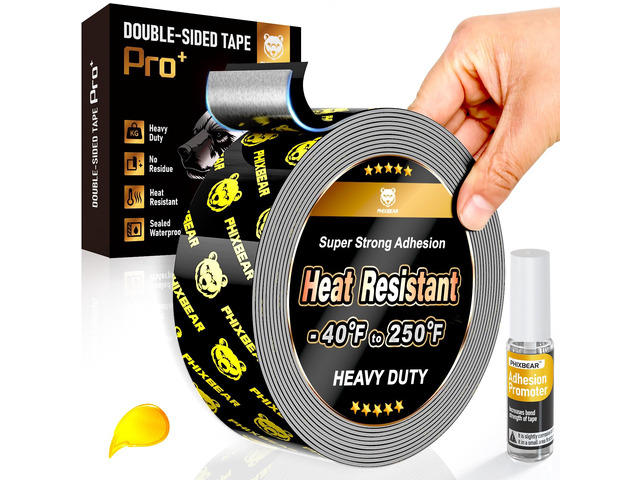 Double Sided Tape Heat Resistant Heavy Duty, 1' x 20FT Industrial Strength Permanent Bond Waterproof Outdoor Indoor Automotive Mounting Tape, Super...