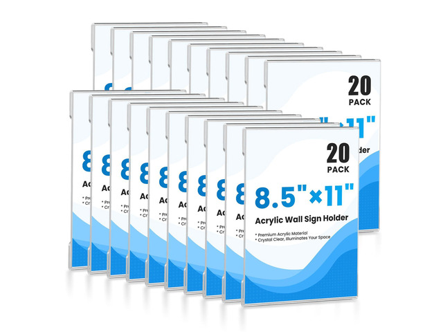 20 Pack Acrylic Sign Holder 8.5 x 11 Wall Mount, Clear Wall Signs Photo Menu Flyer Display Holders, Plastic Paper Picture Acrylic Frames for Office...