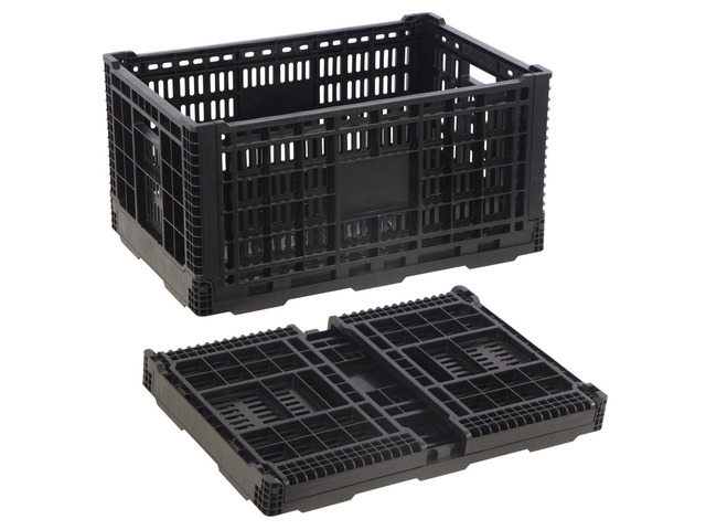 72L Collapsible Milk Crate with Handles, Large Plastic Crate, Heavy Duty Folding Storage Crates for Home Organizing, Tools, Books, Camping & Transport