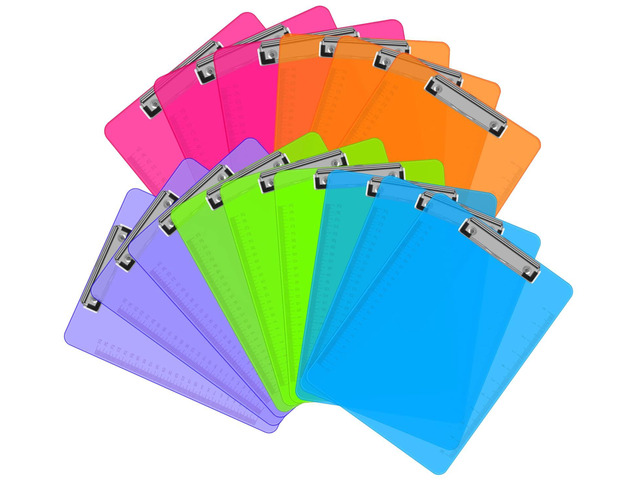 Clipboards, 15 Pack Plastic Clipboards Low Profile Clip Standard A4 Letter Size, Office Supplies Classroom Supplies