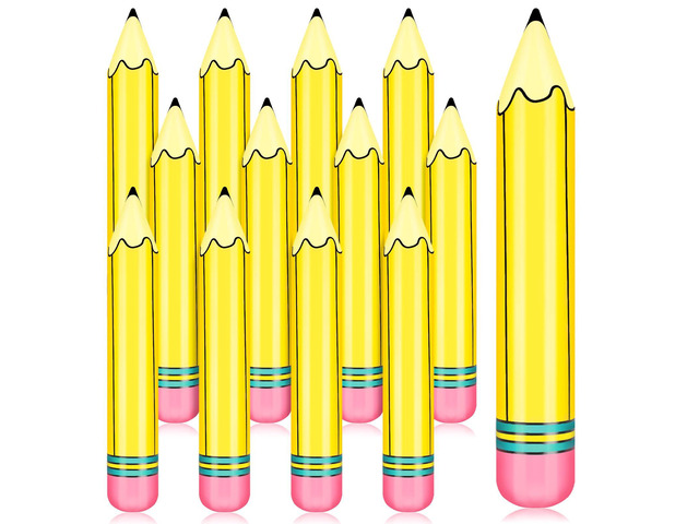 12 Pcs 27 Inch Giant Large Inflatable Pencil Back to School Graduation Decor Hanging Inflatable Pencil Classroom Decoration for Back to School...