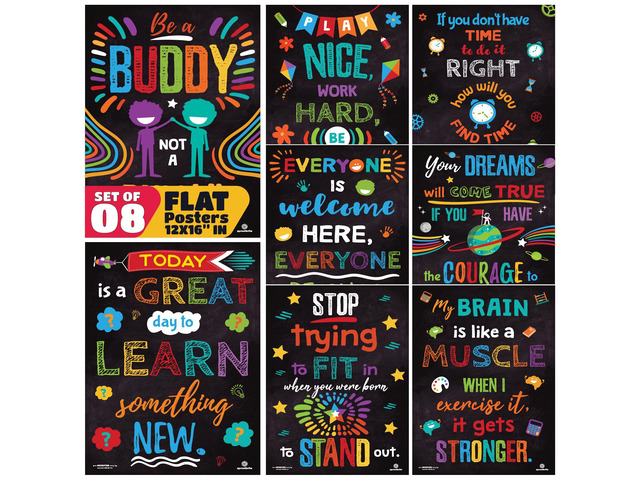 8 Pack 12x16 Educational Motivational Posters for Classroom Positive Inspirational chart Preschool Learning Charts That Transform Walls Into Daily...