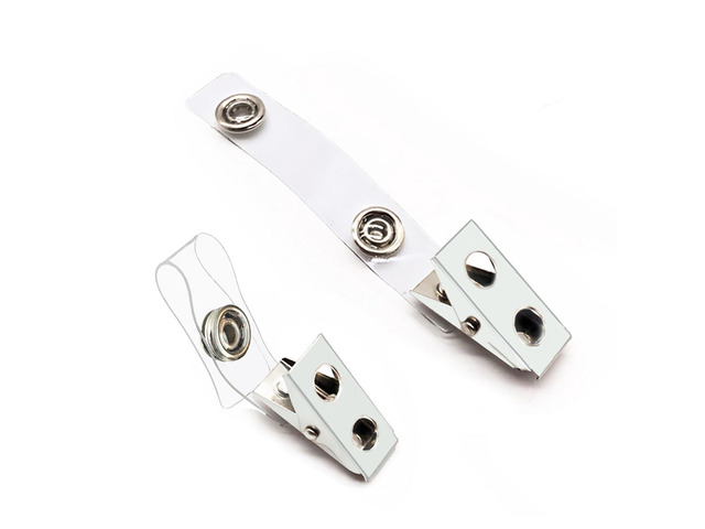 400Pcs Premium Metal Badge Clips with Clear PVC Straps ID Badge Clips for ID Cards, Badge Holders, Name Tags, Work Badges