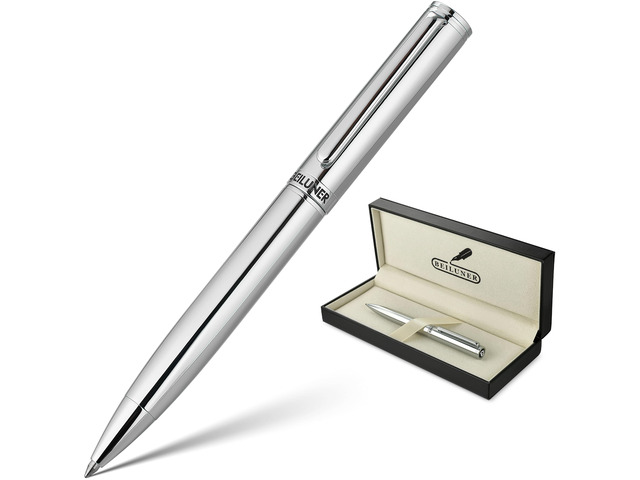 Silver Gel Pen - Luxury Featuring Bright Chrome Finishes, Black Ink Refill, Best Pen Gift Set for Men & Women, Business Signature, Executive,...