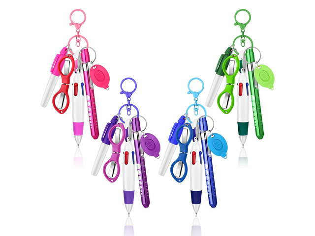 24 pcs Nurse Pen Set Include Permanent Marker Pen Pen Lights for Nurses Retractable Ballpoint Pen Nursing Keychain Clip Foldable Scissors LED...